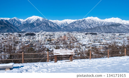 從大町公園眺望北阿爾卑斯山（冬季） 134171915