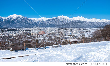 從大町公園眺望北阿爾卑斯山（冬季） 134171991