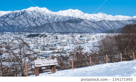 從大町公園眺望北阿爾卑斯山（冬季） 134171993