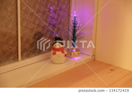 Christmas tree and snowman Christmas tree and snowman 134172429