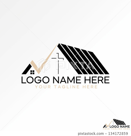 Roof house church and checklist christmas catholic religious home place work logo design graphic concept creative premium vector stock image top sell 134172859