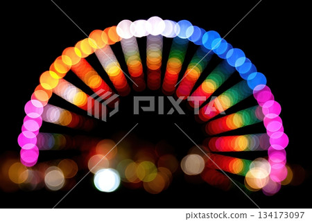 Colorful lights create a vibrant scene at night 134173097