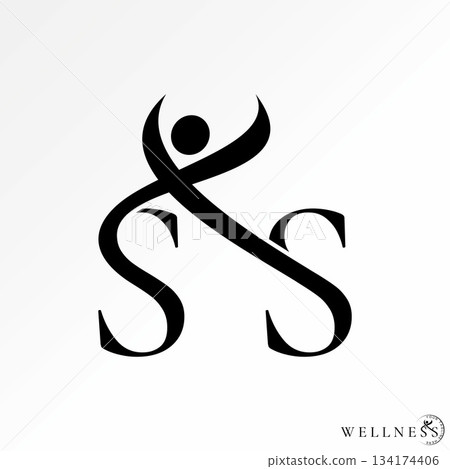 Initial SS serif font with active human wellness body silhouette healthcare logo design graphic concept creative premium vector stock image top sell Initial SS serif font with active human wellness body silhouette healthcare logo design graphic concept creative premium vector stock image top sell 134174406
