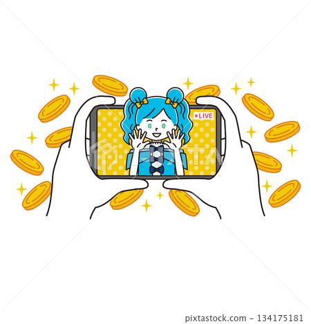 女偶像直播和飛金幣的插圖 134175181