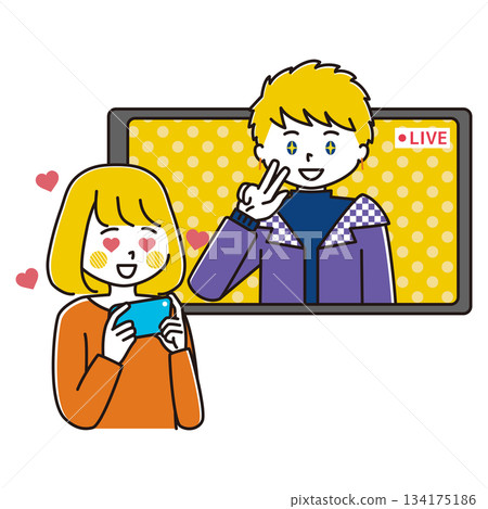 一位女性在男偶像直播時給予支持——真愛 一位女性在男偶像直播時給予支持——真愛 134175186