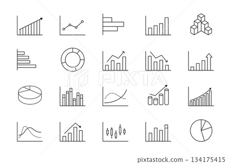 Graph data business illustration vector material line presentation material statistics median average analysis 134175415