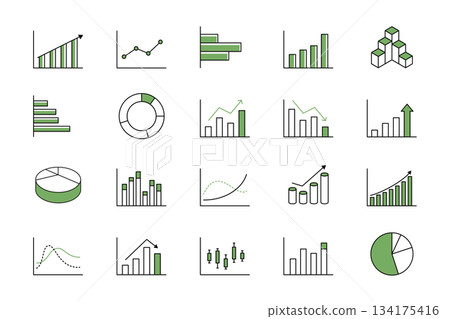 Graph data business illustration vector material line presentation material statistics median average analysis 134175416