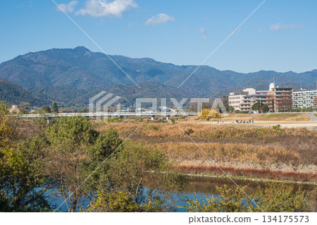 View from the right bank to the left bank of the Katsura River, Kyoto City View from the right bank to the left bank of the Katsura River, Kyoto City 134175573