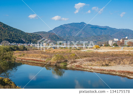 初冬時節的桂川，京都 134175578