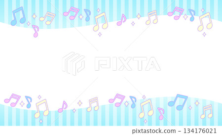 Musical notes and light blue background [16:9 material series] 134176021