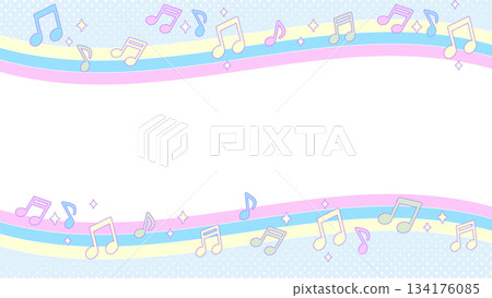 Musical note pastel frame [16:9 material series] 134176085