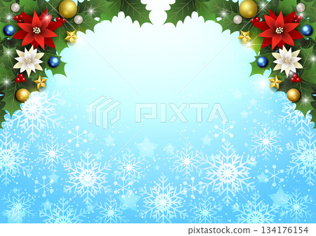 Christmas background, snowflakes and stars, light blue, glitter, cute, illustration, horizontal Christmas background, snowflakes and stars, light blue, glitter, cute, illustration, horizontal 134176154