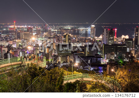 Night view of Kobe from Venus Bridge Night view of Kobe from Venus Bridge 134176712