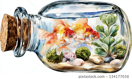 gold fish in a watercolor style gold fish in a watercolor style 134177038