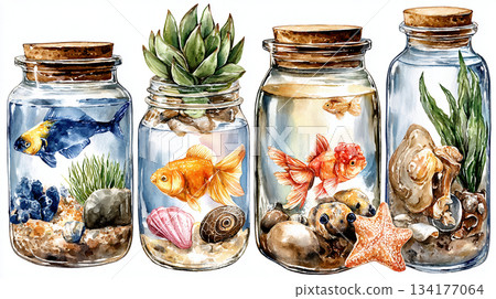 carp fish oil in a watercolor style 134177064