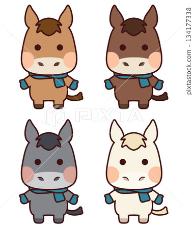 Horse set with blue scarf and gloves 134177338