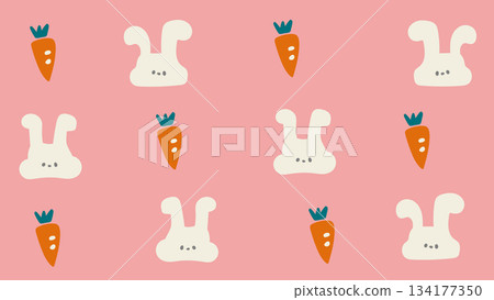 可愛的兔子和胡蘿蔔背景 可愛的兔子和胡蘿蔔背景 134177350