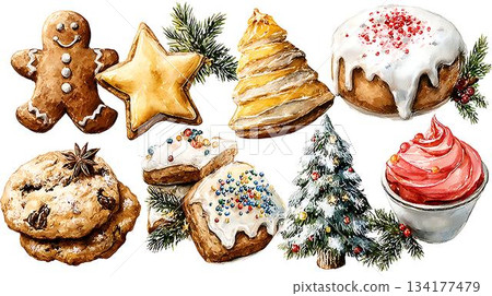 winter landscape with red houses winter landscape with red houses 134177479