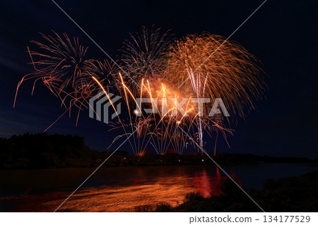 Fireworks reflected in the water 134177529