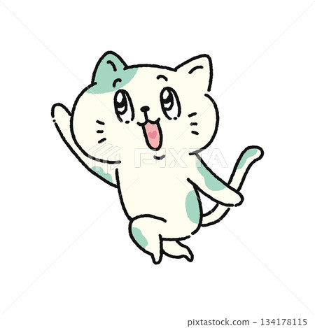 A cat skipping happily A cat skipping happily 134178115
