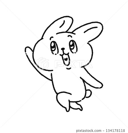 一隻兔子快樂地跳躍-線條畫 一隻兔子快樂地跳躍-線條畫 134178118