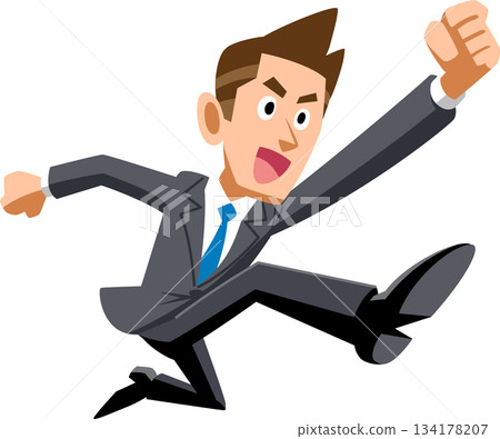 A man in a suit jumping A man in a suit jumping 134178207