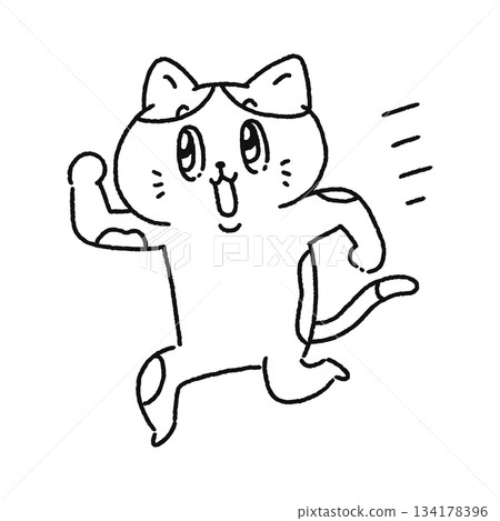 可愛的奔跑貓線條畫 可愛的奔跑貓線條畫 134178396