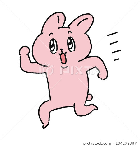 可愛的兔子奔跑 134178397