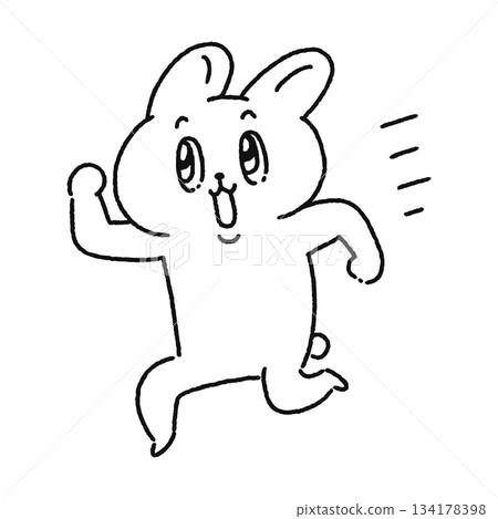可愛的奔跑兔子線條畫 134178398