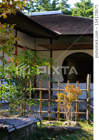 Bamboo fence and tea house Bamboo fence and tea house 134178675
