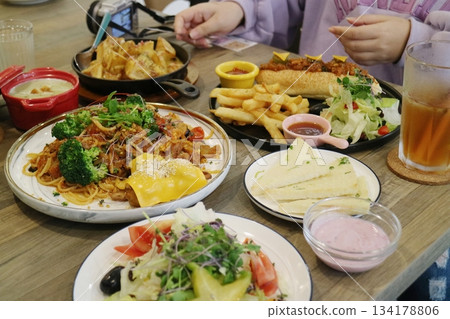 Still life of food on a table Still life of food on a table 134178806