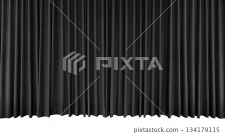 Black stage curtain, velvet curtain, for movie sets, concerts, or stage plays. Black stage curtain, velvet curtain, for movie sets, concerts, or stage plays. 134179115