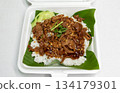 pork garlic fried on rice in box 134179301