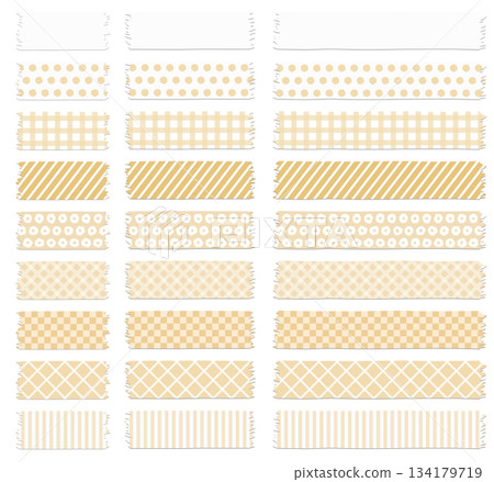 一組各種形狀的遮蔽膠帶和膠帶圖示的向量插圖 134179719