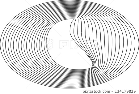 Oval round shape with wavy dynamic line. Frame border Oval round shape with wavy dynamic line. Frame border 134179829