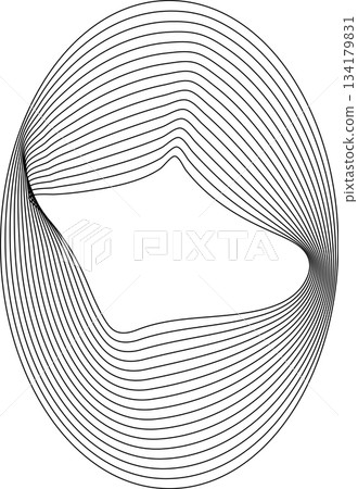 Oval round shape with wavy dynamic line. Frame border Oval round shape with wavy dynamic line. Frame border 134179831