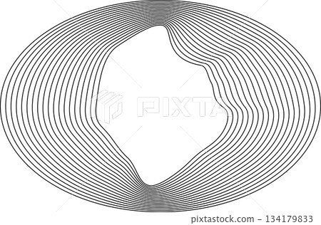 Oval round shape with wavy dynamic line. Frame border Oval round shape with wavy dynamic line. Frame border 134179833
