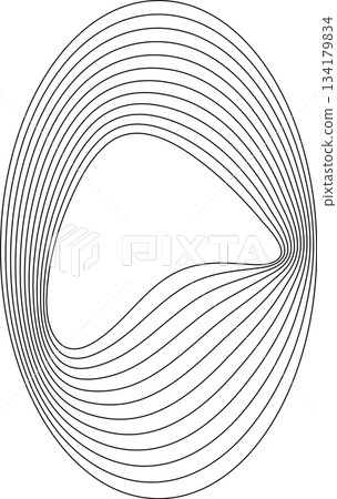 Oval round shape with wavy dynamic line. Frame border Oval round shape with wavy dynamic line. Frame border 134179834