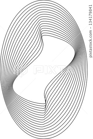 Oval round shape with wavy dynamic line. Frame border Oval round shape with wavy dynamic line. Frame border 134179841