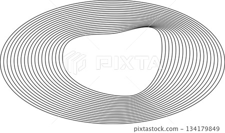 Oval round shape with wavy dynamic line. Frame border 134179849