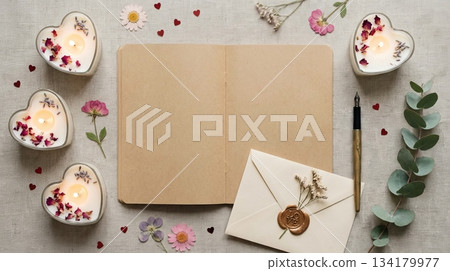 Notebook with Heart-Shaped Scented Candle and Love Envelope Notebook with Heart-Shaped Scented Candle and Love Envelope 134179977
