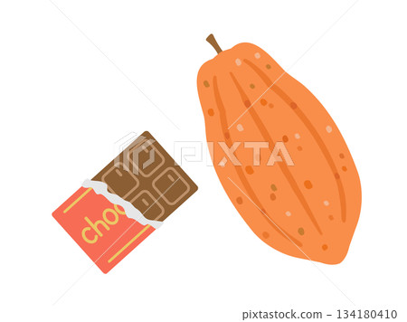 Chocolate and cocoa beans illustration Chocolate and cocoa beans illustration 134180410