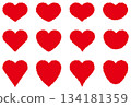 Vector illustration set of heart mark icons of various shapes 134181359