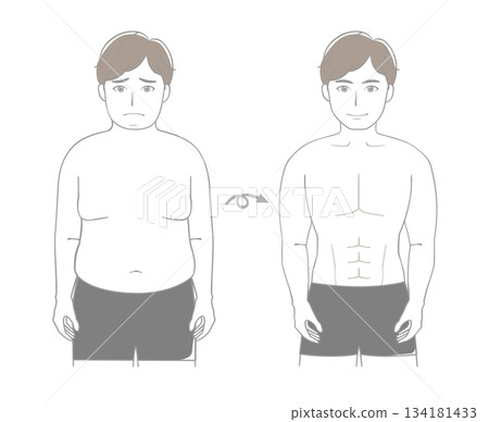 Before and after of a man on a diet Before and after of a man on a diet 134181433