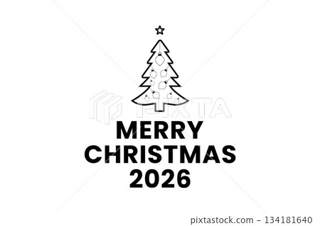 merry christmas minimal tree outline design merry christmas minimal tree outline design 134181640