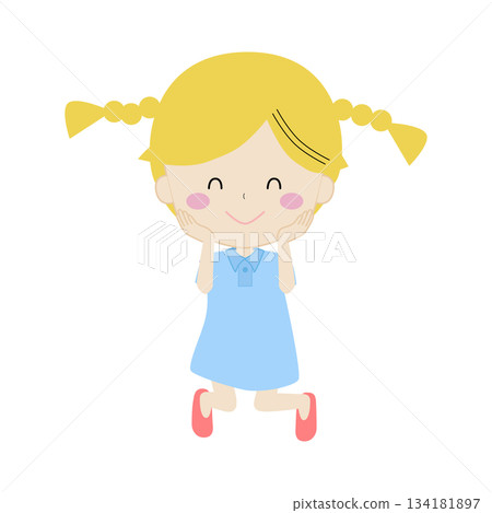 一個跳躍的女孩的插圖 134181897