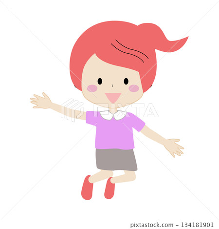 一個跳躍的女孩的插圖 134181901