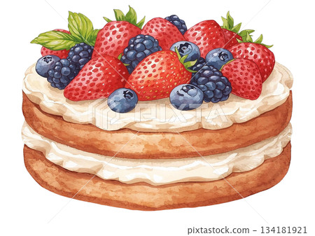 上面有漿果的薄煎餅的插圖 134181921