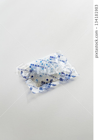 Desiccant silica gel white background 134181983