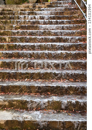 Frozen stone steps near Kajika Bridge in Ikaho Onsen Frozen stone steps near Kajika Bridge in Ikaho Onsen 134181994